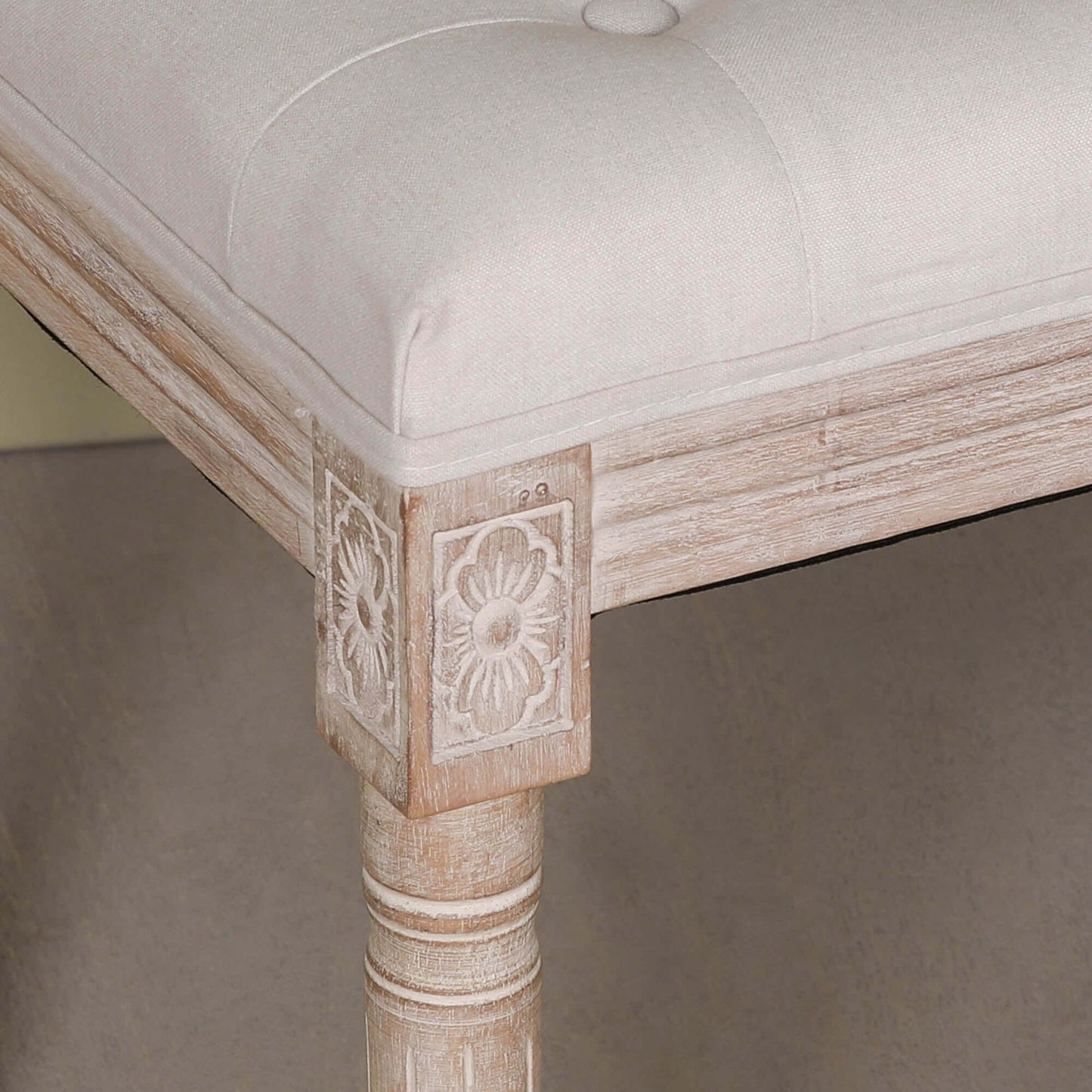 Light Wooden Louis Upholstered Bench