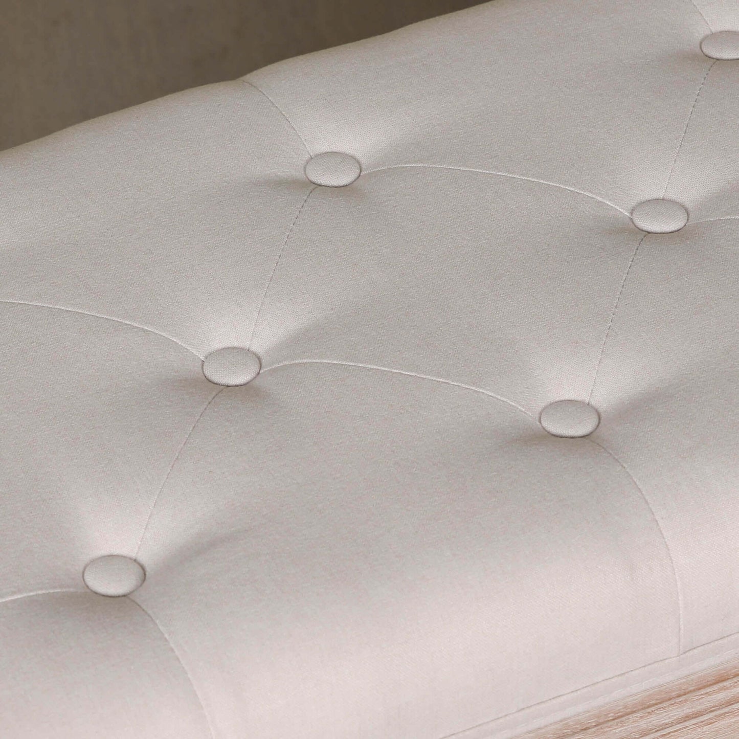 Light Wooden Louis Upholstered Bench