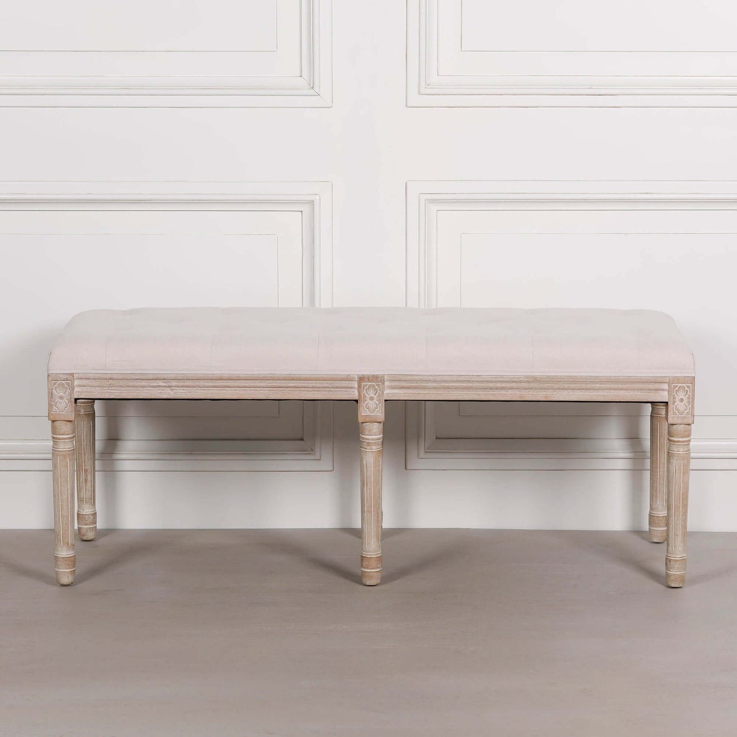 Light Wooden Louis Upholstered Bench
