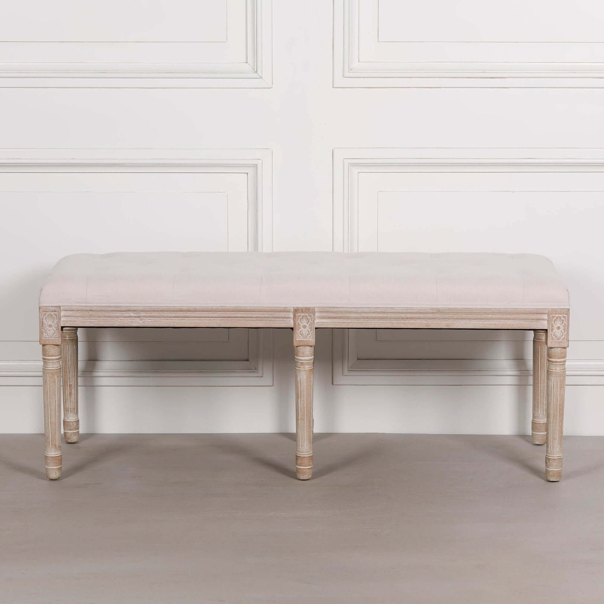 Light Wooden Louis Upholstered Bench