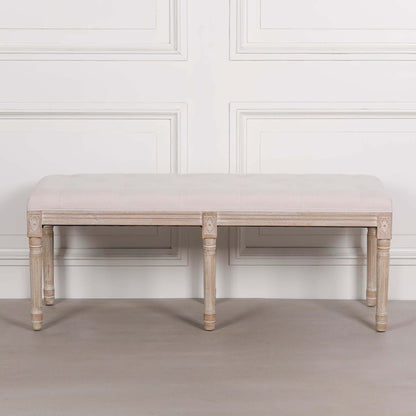 Light Wooden Louis Upholstered Bench