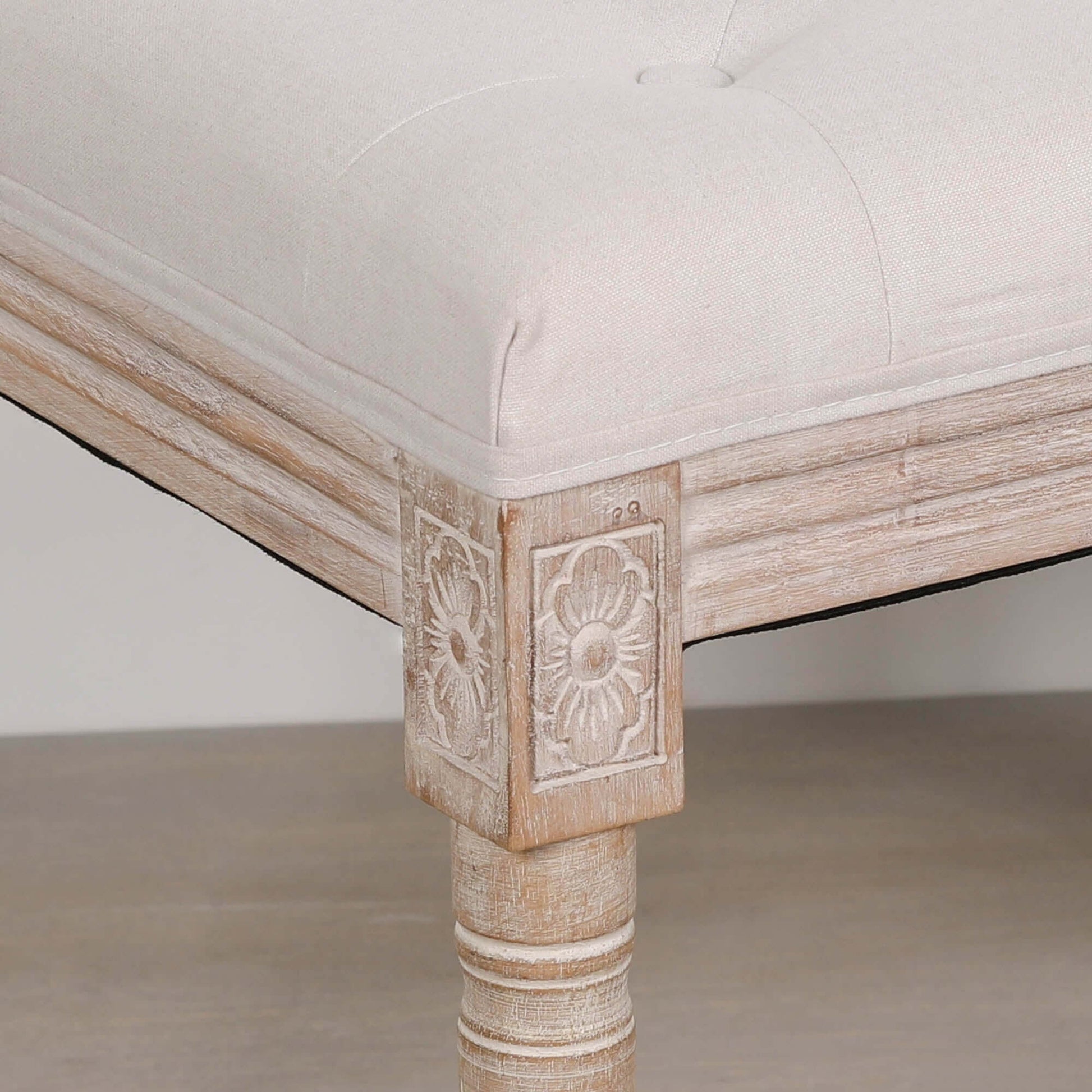 Light Wooden Louis Upholstered Bench