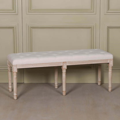 Light Wooden Louis Upholstered Bench