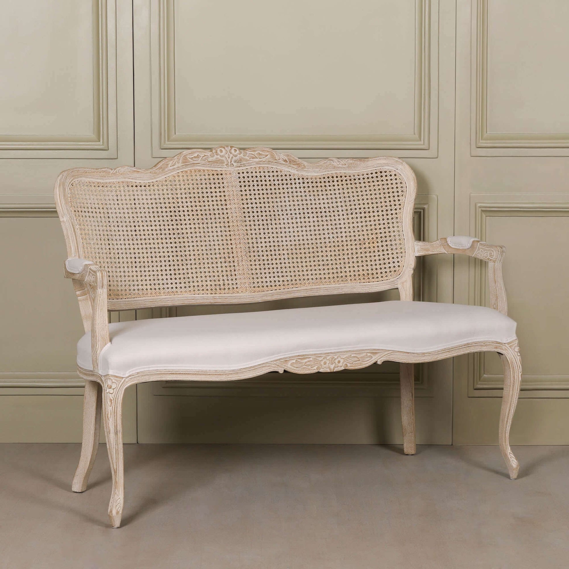Wooden Louis Upholstered 2 Seater Settee