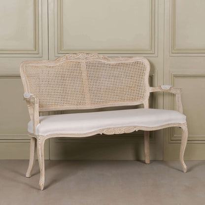 Wooden Louis Upholstered 2 Seater Settee