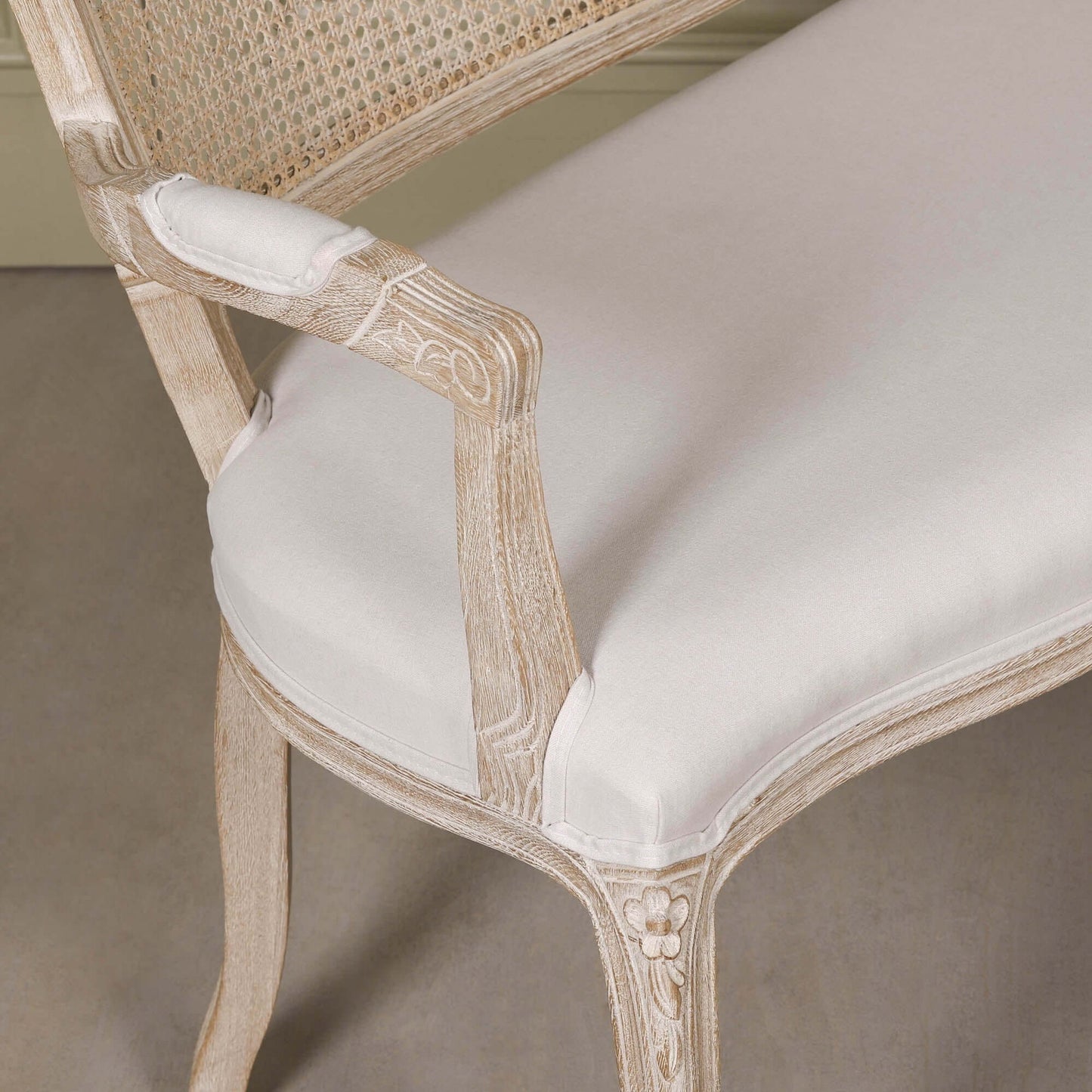 Wooden Louis Upholstered 2 Seater Settee