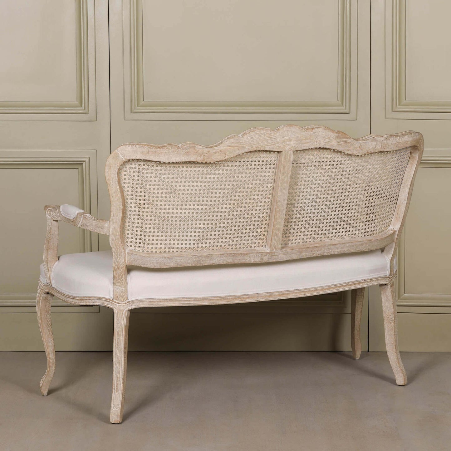 Wooden Louis Upholstered 2 Seater Settee