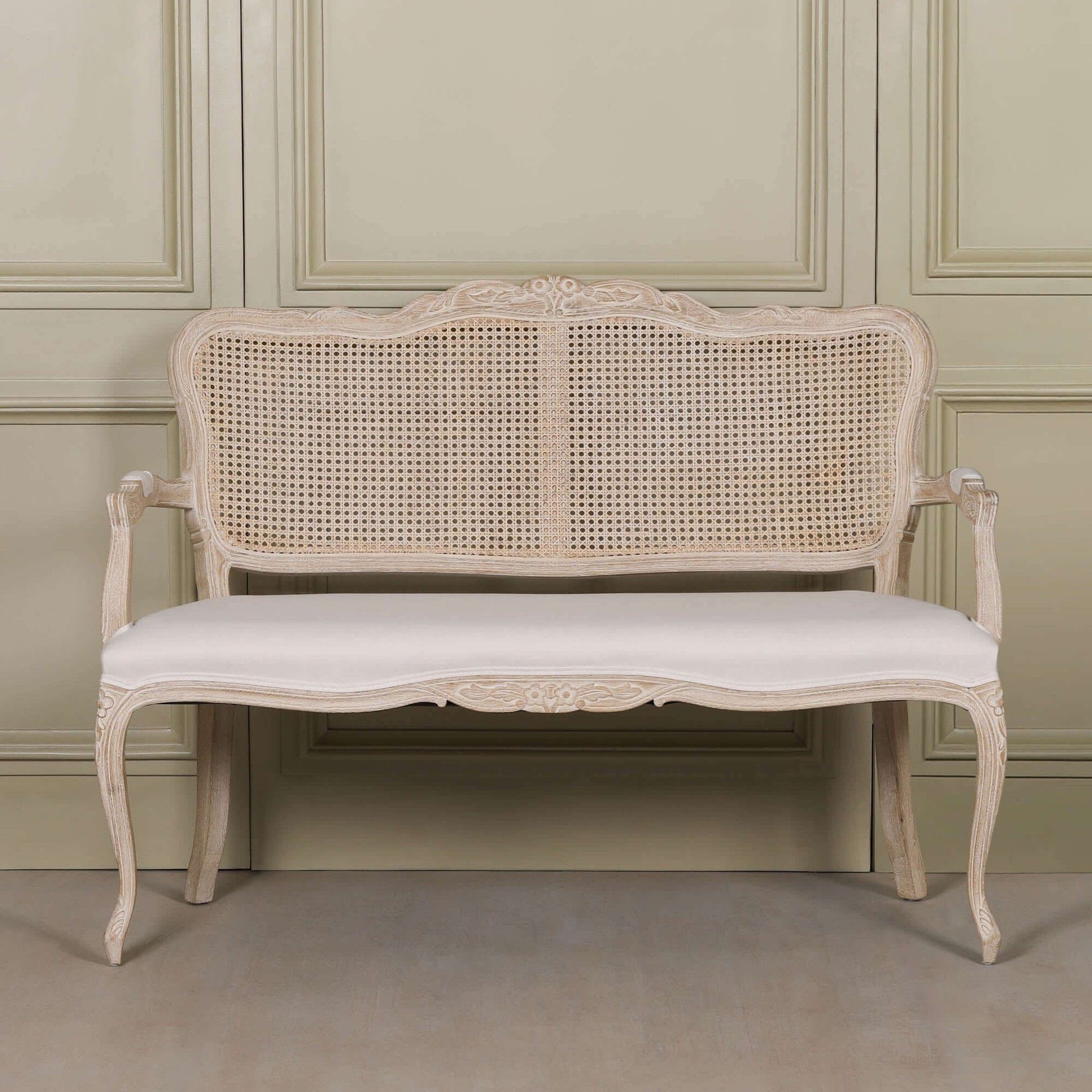 Wooden Louis Upholstered 2 Seater Settee