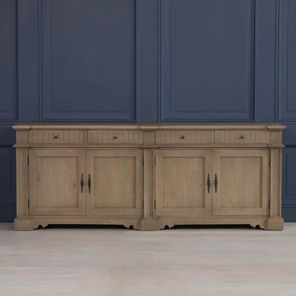 Large Rustic Wooden Sideboard with Cast Metal Hardware