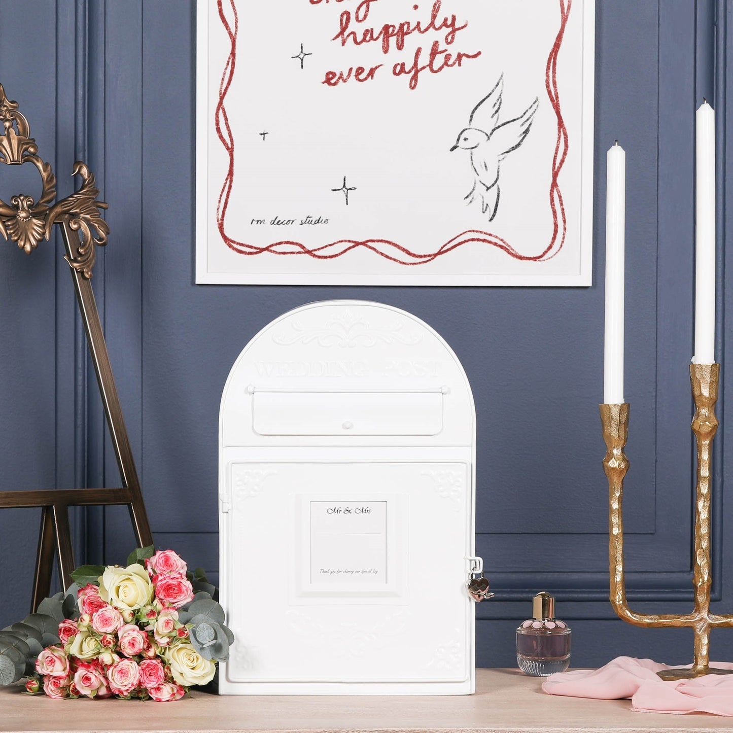 White Wedding Post Letter Box