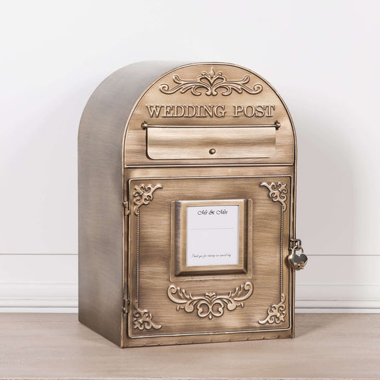 Antiqued Gold Wedding Post Letter Box