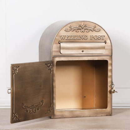 Antiqued Gold Wedding Post Letter Box