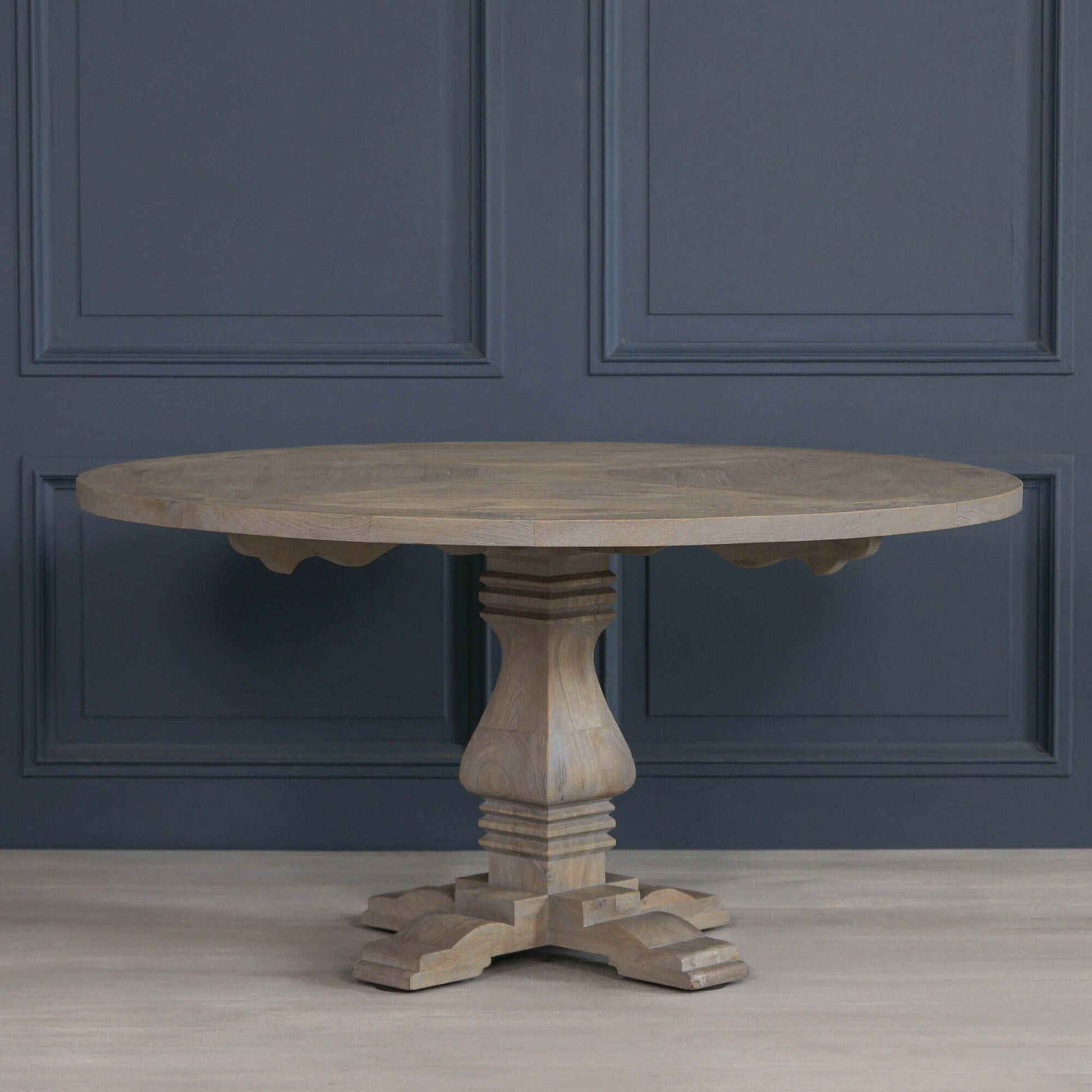 Rustic Wooden Round Pedestal Dining Table