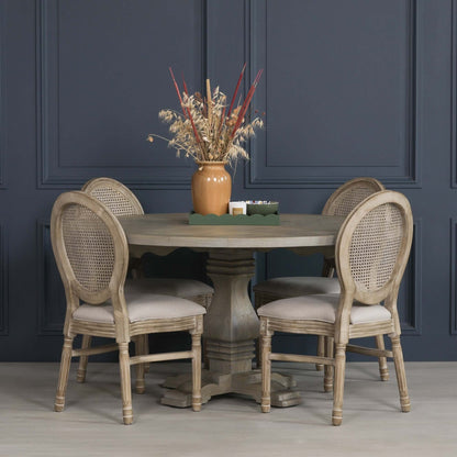 Rustic Wooden Round Pedestal Dining Table