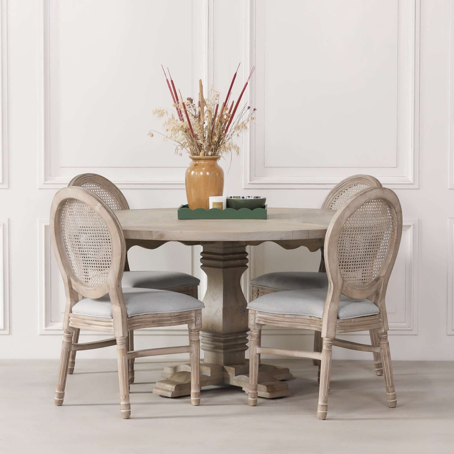 Rustic Wooden Round Pedestal Dining Table