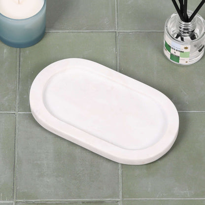 White Marble Long Oval 20cm Tray