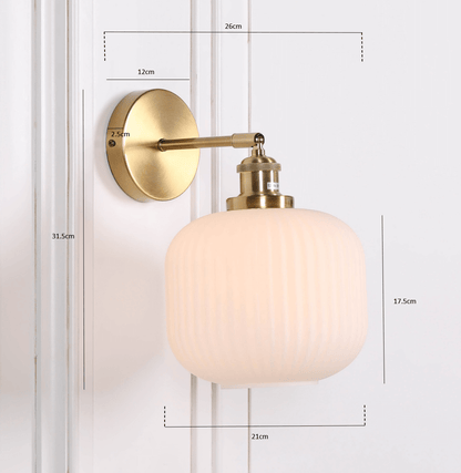 Brushed Brass Fluted Frosted Glass Wall Light