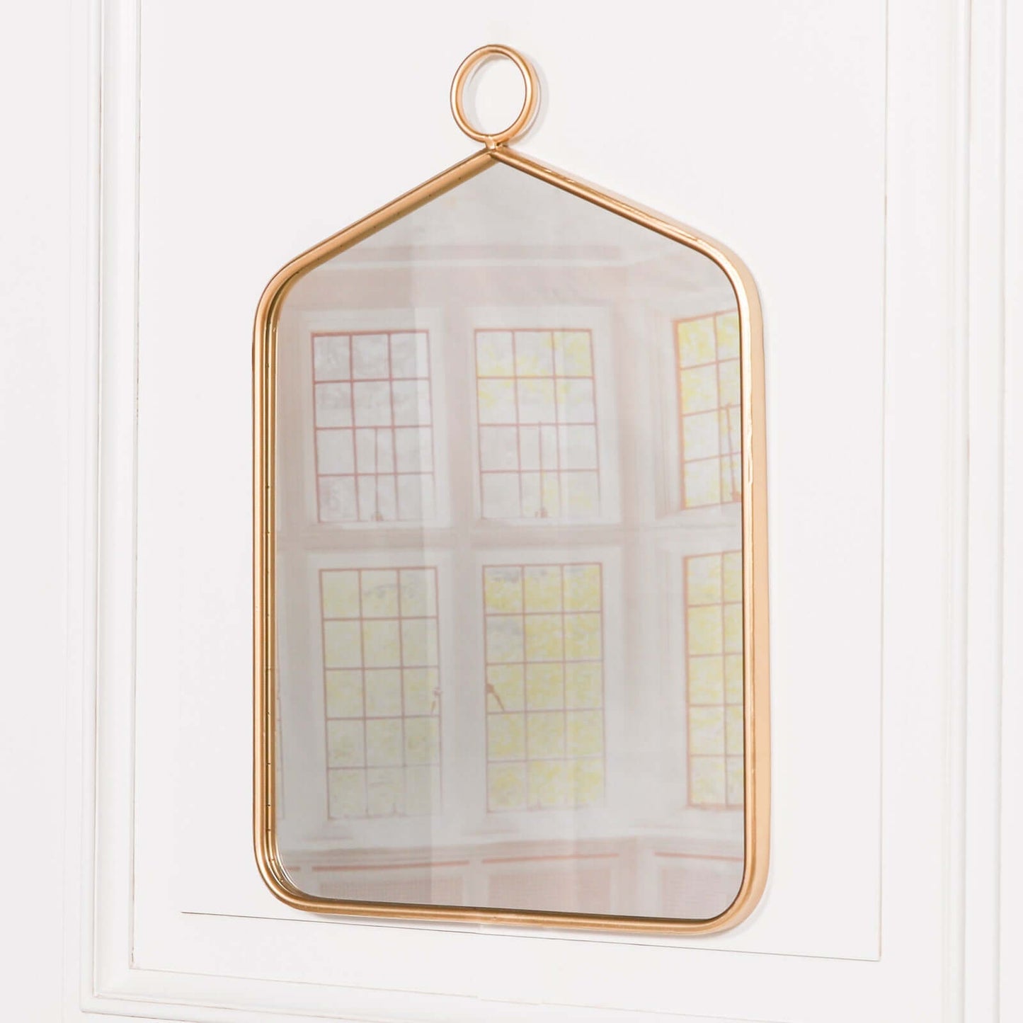 Gold Rectangular Hook Wall Mirror