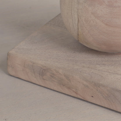 Blanchie Finish Wooden Occasional Side Table with Ball Shaped Column