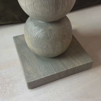 Rustic Mango Wood Occasional Side Table with Ball Shaped Column