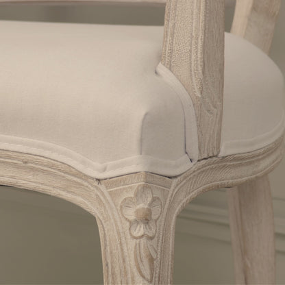 Wooden Louis 2 Seater Settee – Linen Upholstered