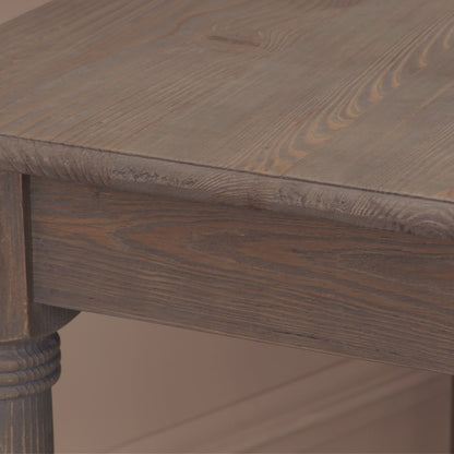 Rustic Pine Square Dining Table 110cm – Hand-Carved Legs & Drawer