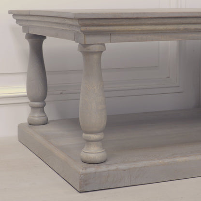 Large Coffee Table Mango Wood Rustic Column Legs 168cm