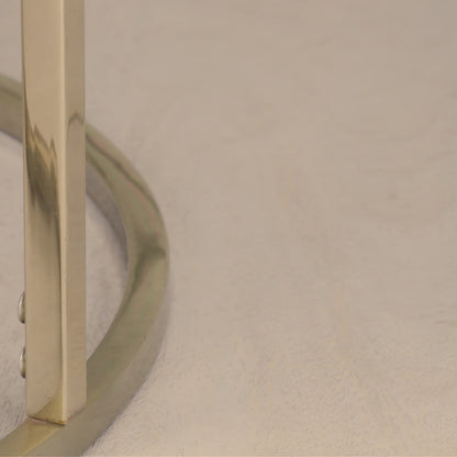 Gold Minimalistic Side Table with White Marble Top