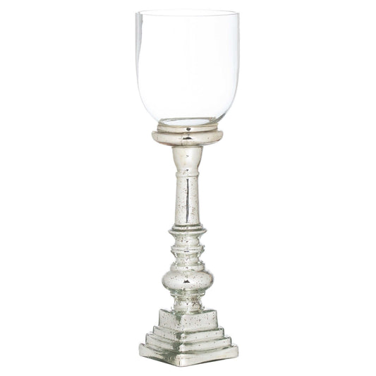 Mercury Effect Glass Top Tall Candle Pillar Holder