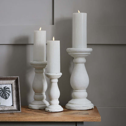 Large Matt White Ceramic Candle Holder